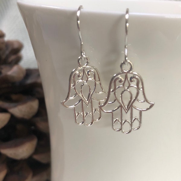 Hamsa Hand Brass Earrings main image 0