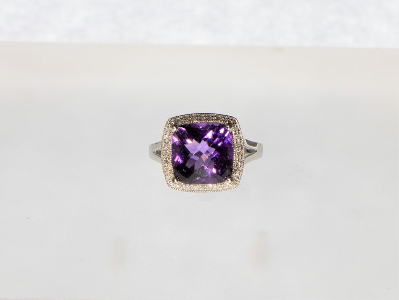 Amethyst Diamond Halo Ring image 1