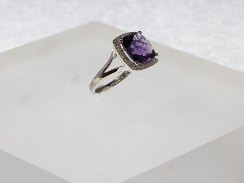 Amethyst Diamond Halo Ring image 4