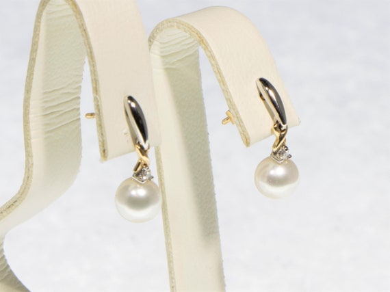 Pearl and Diamond Dangle Earrings with Detachable… - image 5