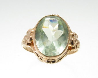 10k yellow gold green amethyst morning glory ring