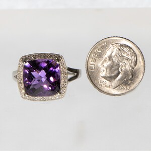 Amethyst Diamond Halo Ring image 5
