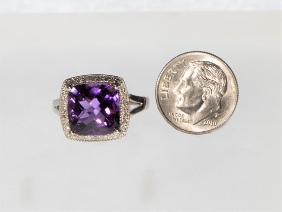 Amethyst Diamond Halo Ring - image 5