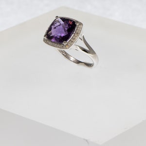 Amethyst Diamond Halo Ring image 3