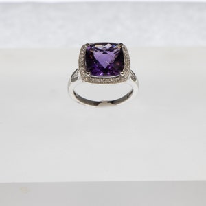 Amethyst Diamond Halo Ring image 2