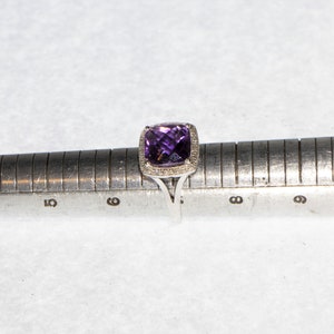 Amethyst Diamond Halo Ring image 6