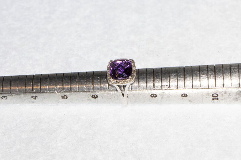 Amethyst Diamond Halo Ring image 6