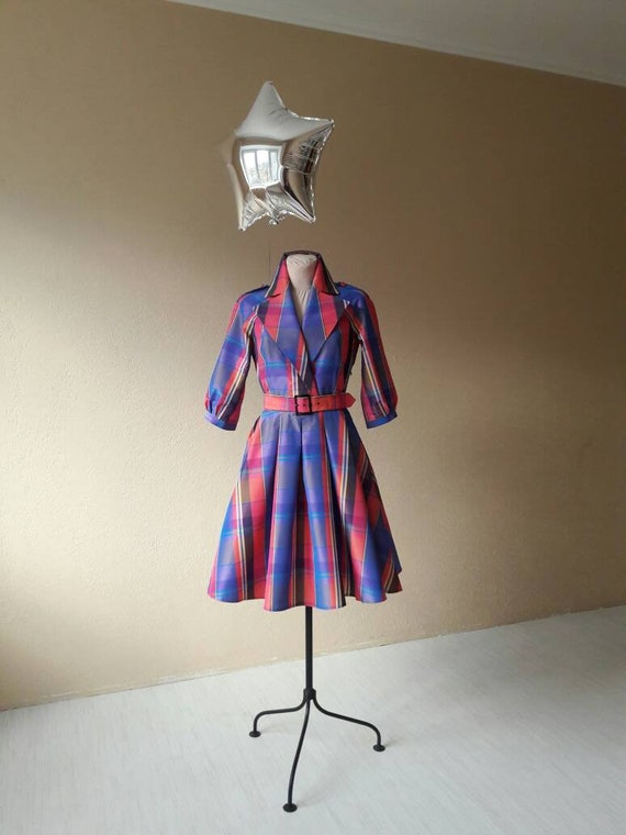 Checkered Dress in Brick main image 1