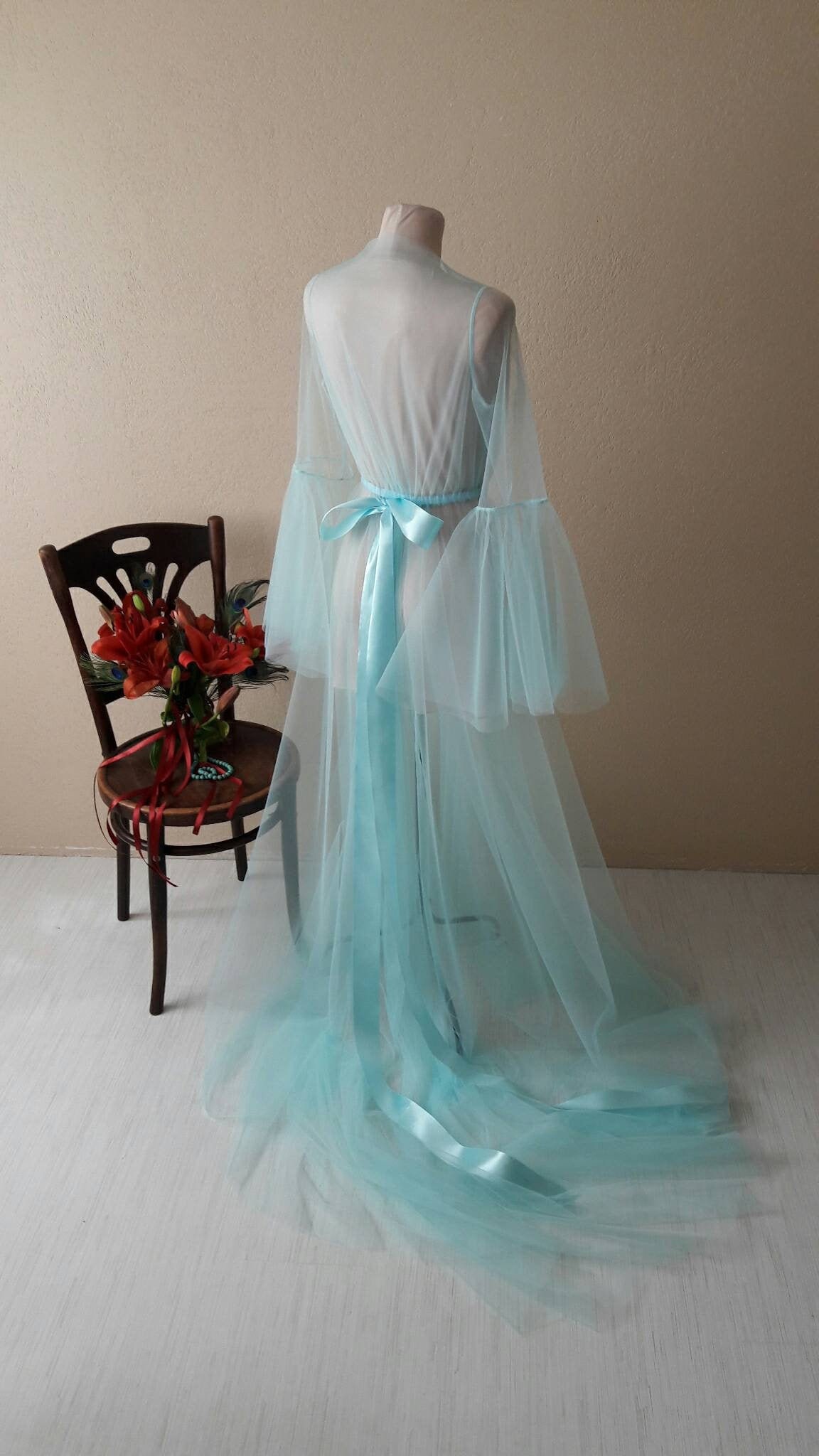 Sky Blue Boudoir Dress Wedding Day Gown Tulle Boudoir Gown - Etsy