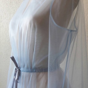 Blue boudoir dress, Tulle boudoir gown, Long sleeve bridal gown, Boudoir gown, Luxury boudoir robe, Bridal nightgown, Bride morning image 8