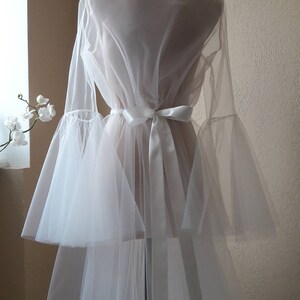 Bridal Boudoir Robe, Ivory Boudoir Dress, Tulle Boudoir Gown, Long ...