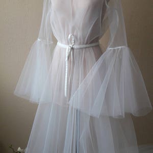 Bridal Boudoir Robe, Ivory Boudoir Dress, Tulle Boudoir Gown, Long ...