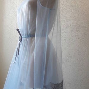 Blue boudoir dress, Tulle boudoir gown, Long sleeve bridal gown, Boudoir gown, Luxury boudoir robe, Bridal nightgown, Bride morning image 6