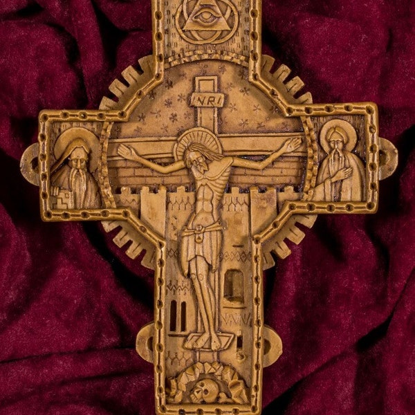 Romanian Orthodox Cross Aromatic Wall Crucifix made with pure beeswax mastic and incense