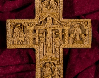 Wall Cross with details from Christ’s Passion Aromatic Wall Crucifix made with pure beeswax mastic and incense