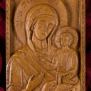 Iverskaya Mother of God aka Iviron Iverian Theotokos Aromatic Christian Wall Icon Plaque made with pure beeswax mastic and incense