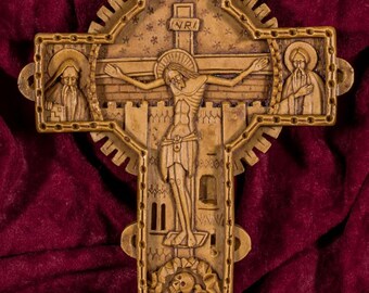 Romanian Orthodox Cross Aromatic Wall Crucifix made with pure beeswax mastic and incense