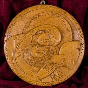 Apokathilosis Pieta Vesperbild Aromatic Christian Wall Icon Plaque made with pure beeswax mastic and incense