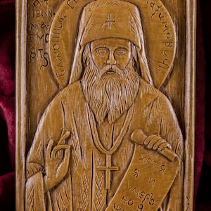 Saint John Maximovitch Aromatic Christian Wall Icon Plaque made with pure beeswax mastic and incense