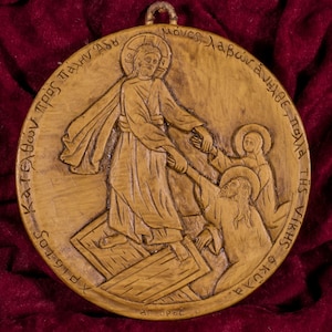 Jesus Christ Resurrection – Anastasis Aromatic Christian Wall Icon Plaque made with pure beeswax mastic and incense