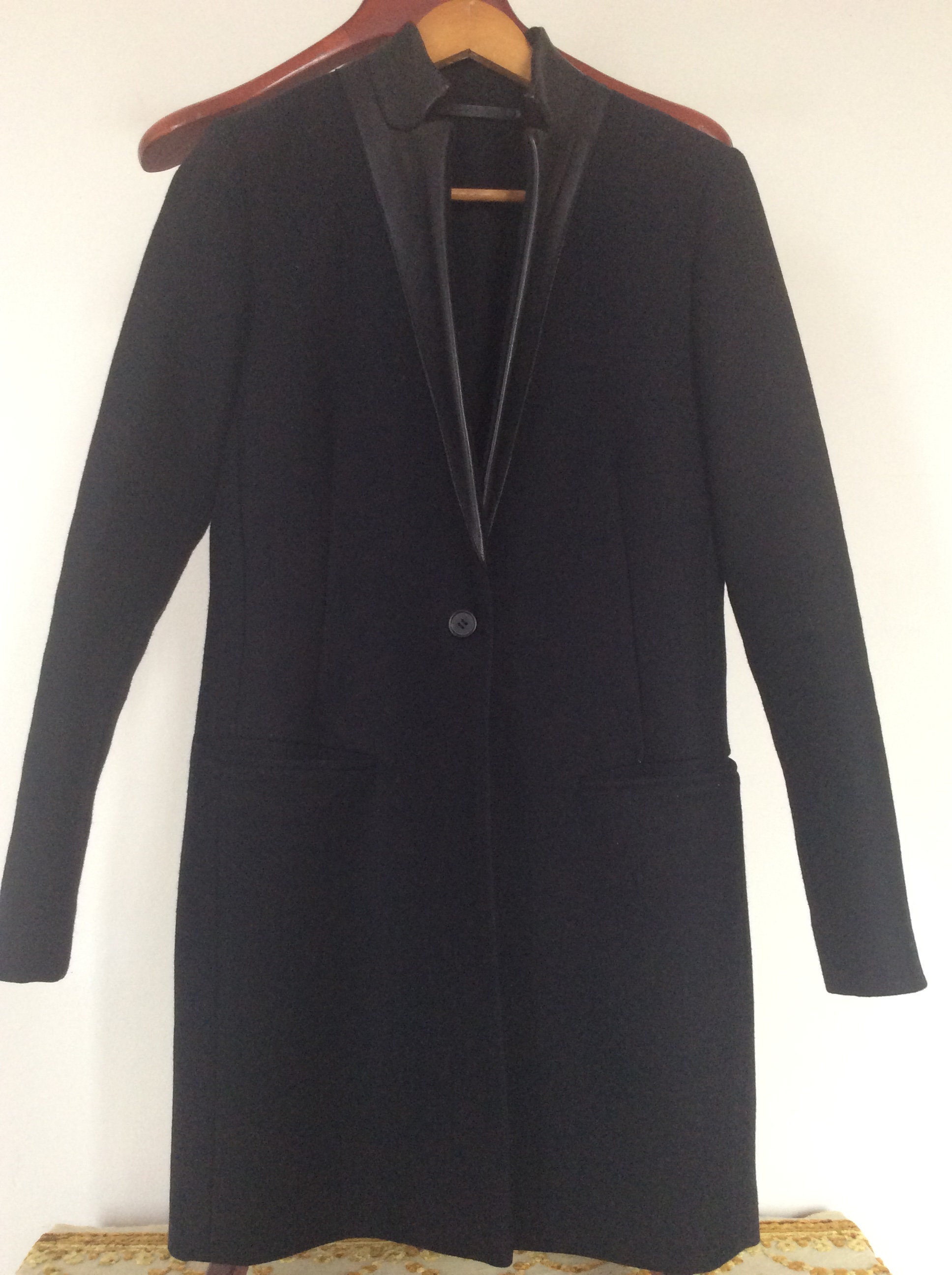 All Saints Wool Coat with Leather details Size UK 8 EU 36 US | Etsy