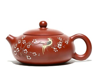 Oriarm Yixing Tea Pot Zhuni Dahongpao Clay, Yixing Zisha Clay Pottery Teapot, Flat Xishi Teapot