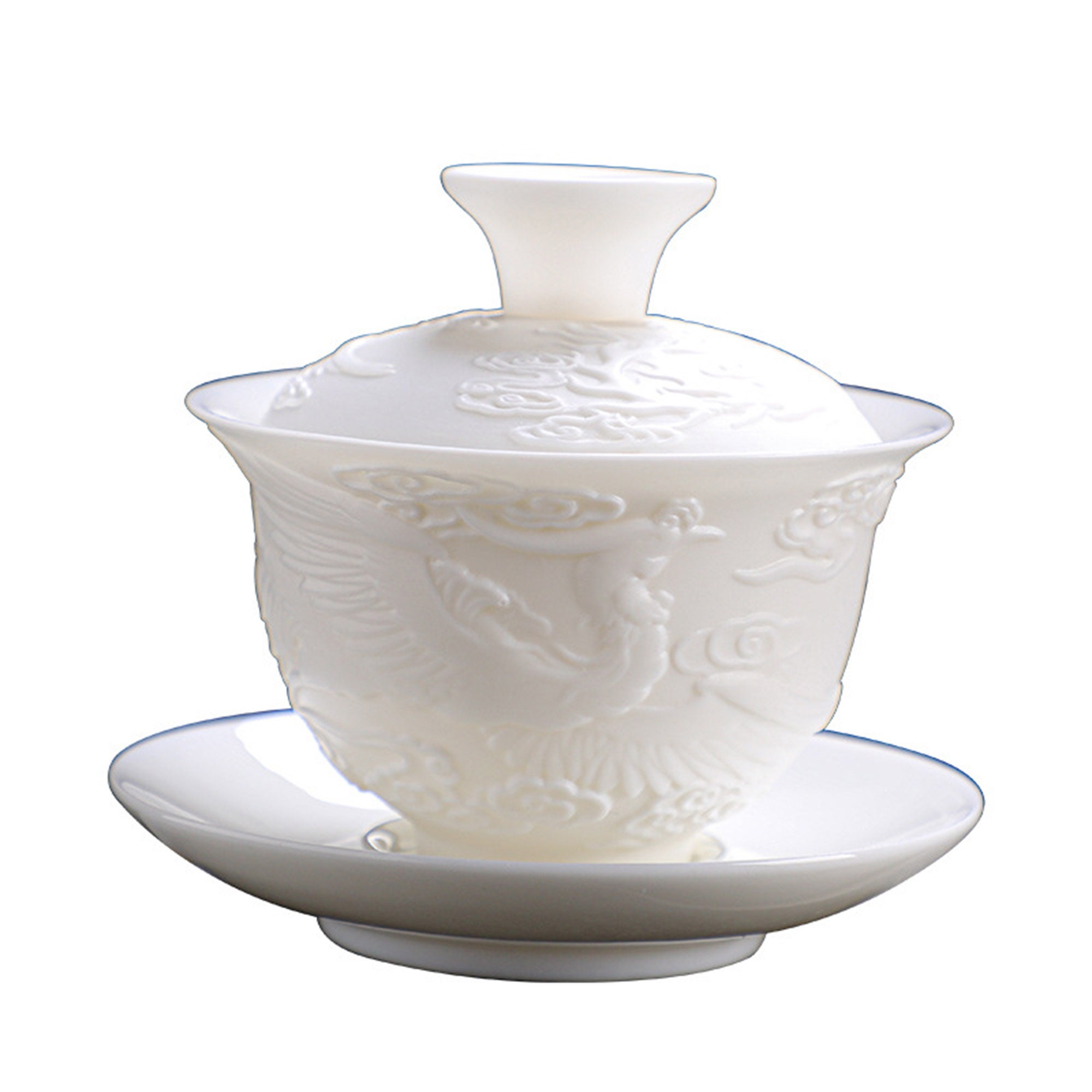China/zisha gaiwan tea bowl lid saucer tureen blue-and-white porcelain cup set 