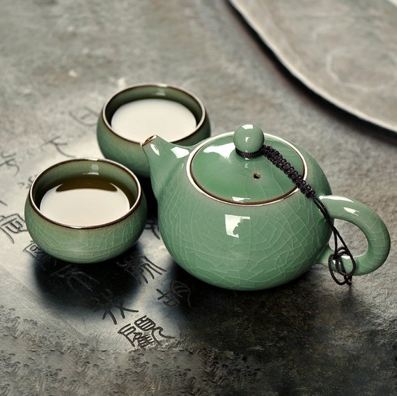 Politiebureau tabak draagbaar Traditionele Chinese porseleinen thee set Longquan Celadon - Etsy België