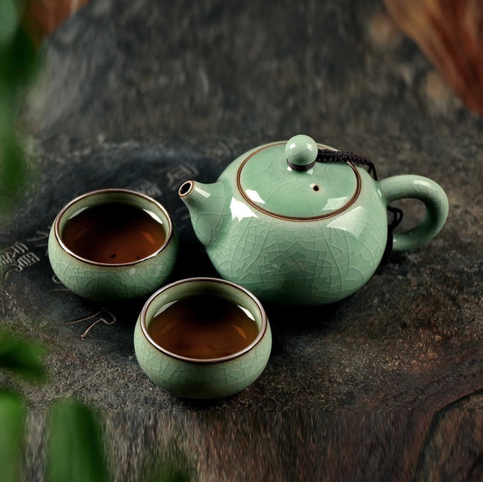 Traditional Chinese Porcelain Tea Set Longquan Celadon Ice Etsy