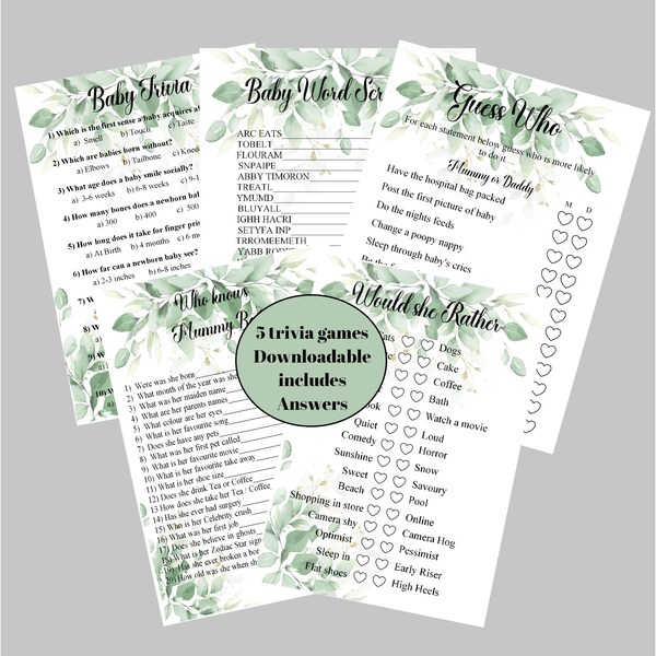 Baby shower trivia Etsy España