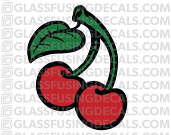 Cherries COLOUR Glass Fusing Decal for Glass, Ceramics, and Enamelling