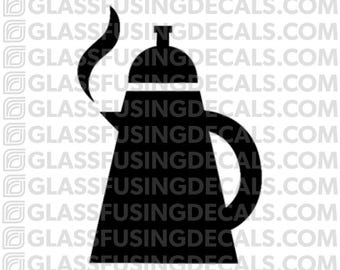 Tea or Coffee Carafe/Pot Glass Fusing Decal for Glass or Ceramics