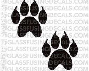 Dog Paw Print Mini Pair Glass Fusing Decal for Glass or Ceramics