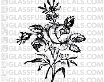 Rose Stem 1 - Flower Glass Fusing Decal for Glass, Ceramics, and Enamelling