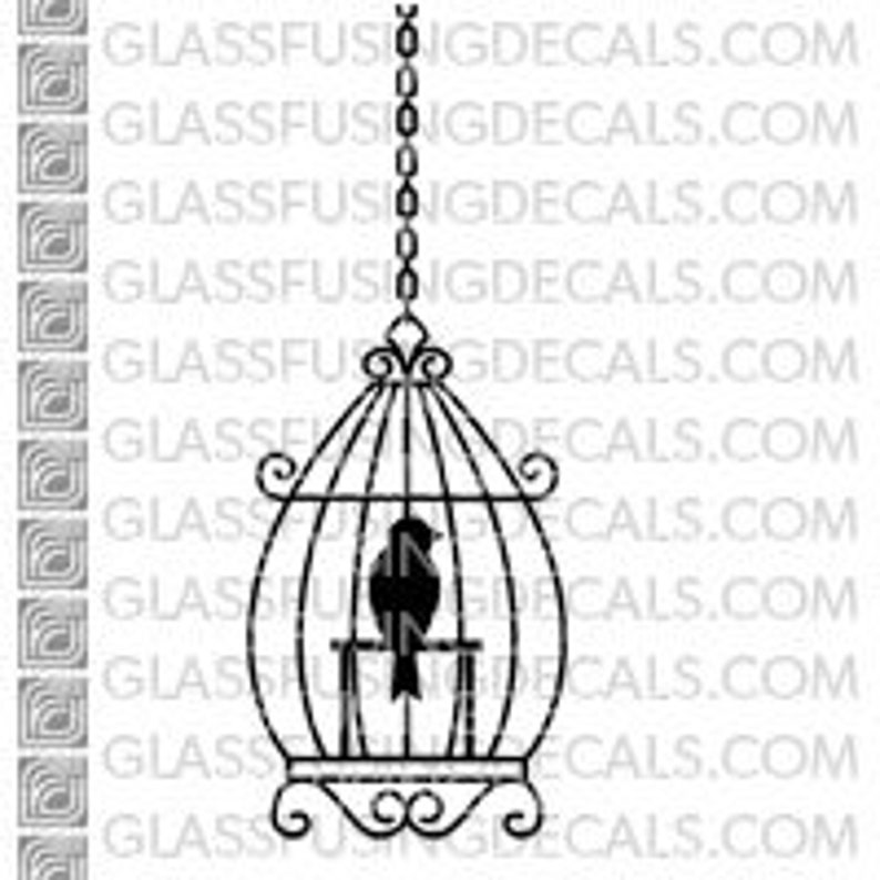 Birdcage 4 Glass Fusing Decal for Glass, Ceramics, and Enamelling image 1