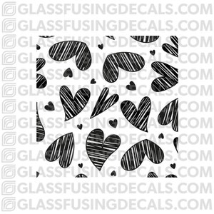 Mini Hearts 1 Pattern Glass Fusing Decal for Glass, Ceramics, and Enamelling image 1