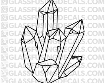 Large Crystal Cluster 1 - Glass Fusing Decal for Glass or Ceramics - Medium 4x4