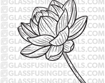 Lotus Flower - Small - Glass Fusing Decal for Glass, Ceramics, and Enamelling
