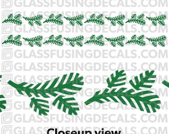 Pine Branch Garland Large Border COLOUR Glass Fusing Decal for Glass, Ceramics, and Enamelling
