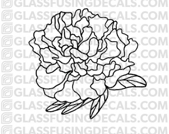 Peony 2 Glass Fusing Decal for Glass or Ceramics