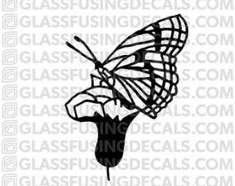 Butterfly On A Flower Glass Fusing Decal for Glass or Ceramics