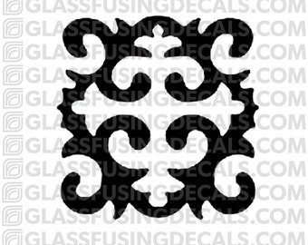 Fancy Square Glass Fusing Decal for Glass or Ceramics