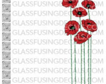 Large Colour Poppy Party Decal for Glass or Ceramics - Medium 4x4"