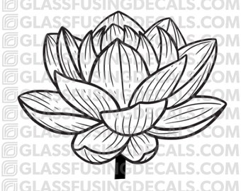 Lotus Flower - Medium 4"x4" - Glass Fusing Decal for Glass, Ceramics, and Enamelling