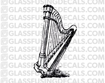 Harp 1 Glass Fusing Decal for Glass or Ceramics