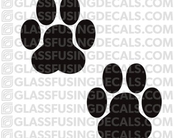 Cat Paw Print Mini Pair Glass Fusing Decal for Glass or Ceramics