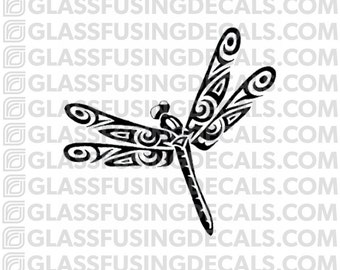 Dragonfly Tribal Design Glass Fusing Decal for Glass or Ceramics