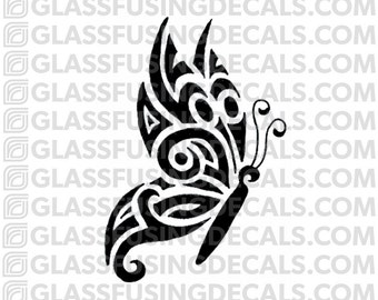Butterfly Tribal Design Glass Fusing Decal for Glass or Ceramics