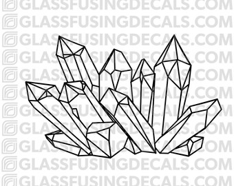 Large Crystal Cluster 2 - Glass Fusing Decal for Glass or Ceramics - Medium 4x4