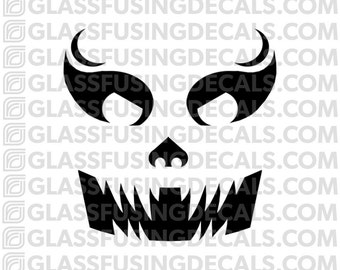 Pumpkin Face 6 Glass Fusing Decal for Glass or Ceramics